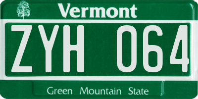 VT license plate ZYH064