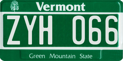 VT license plate ZYH066
