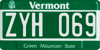 VT license plate ZYH069
