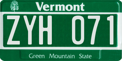 VT license plate ZYH071