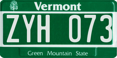 VT license plate ZYH073