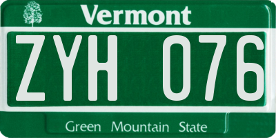 VT license plate ZYH076
