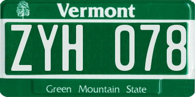 VT license plate ZYH078