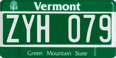 VT license plate ZYH079
