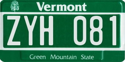 VT license plate ZYH081