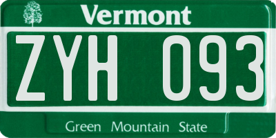 VT license plate ZYH093