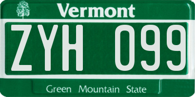 VT license plate ZYH099