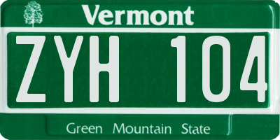 VT license plate ZYH104