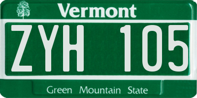 VT license plate ZYH105