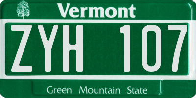 VT license plate ZYH107