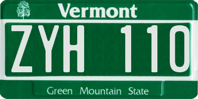 VT license plate ZYH110