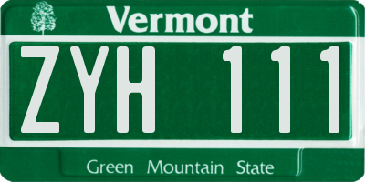 VT license plate ZYH111