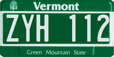 VT license plate ZYH112