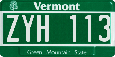 VT license plate ZYH113