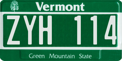 VT license plate ZYH114