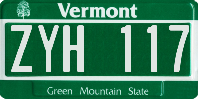 VT license plate ZYH117