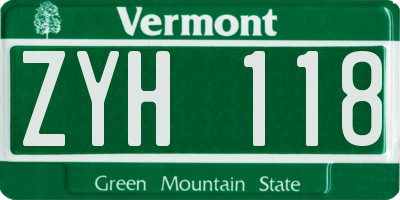 VT license plate ZYH118
