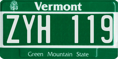 VT license plate ZYH119