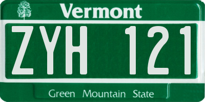 VT license plate ZYH121