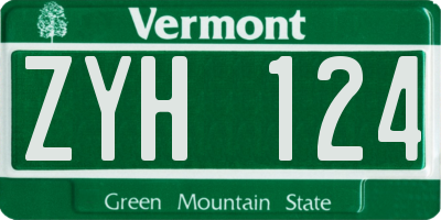 VT license plate ZYH124