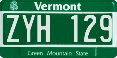 VT license plate ZYH129
