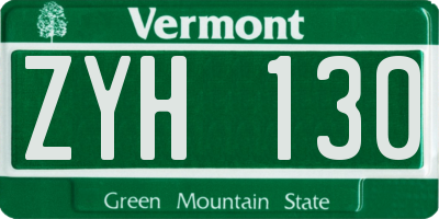 VT license plate ZYH130