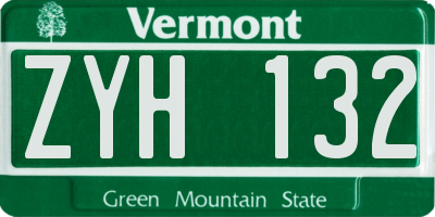 VT license plate ZYH132
