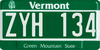 VT license plate ZYH134