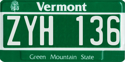 VT license plate ZYH136