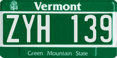 VT license plate ZYH139