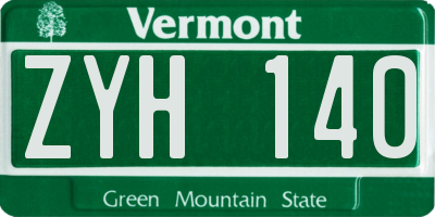 VT license plate ZYH140