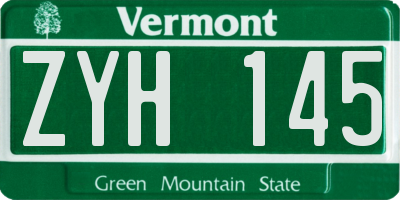 VT license plate ZYH145