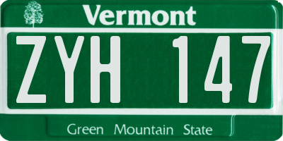 VT license plate ZYH147