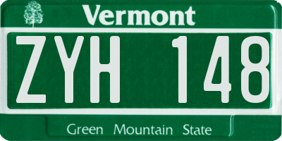 VT license plate ZYH148