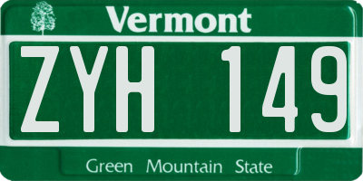 VT license plate ZYH149