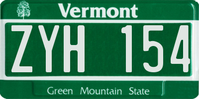 VT license plate ZYH154