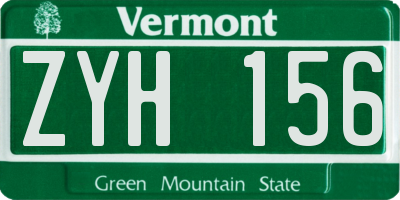 VT license plate ZYH156