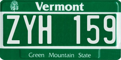 VT license plate ZYH159