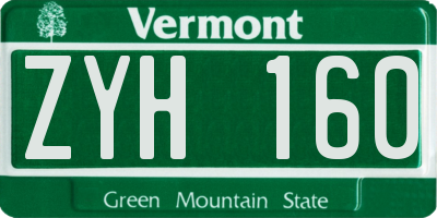 VT license plate ZYH160