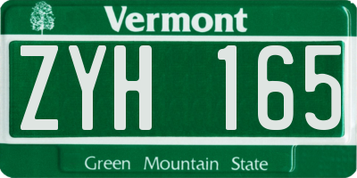 VT license plate ZYH165