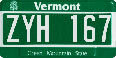 VT license plate ZYH167