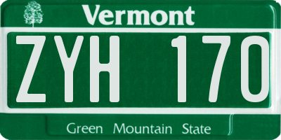 VT license plate ZYH170