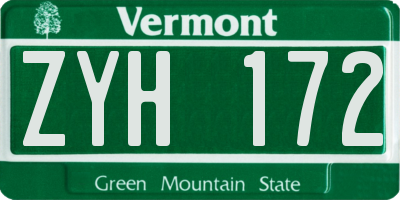 VT license plate ZYH172