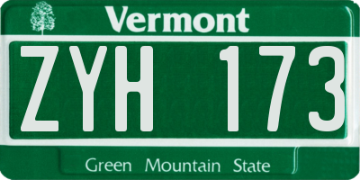 VT license plate ZYH173