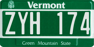 VT license plate ZYH174