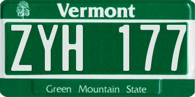 VT license plate ZYH177
