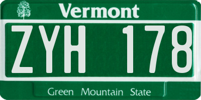 VT license plate ZYH178