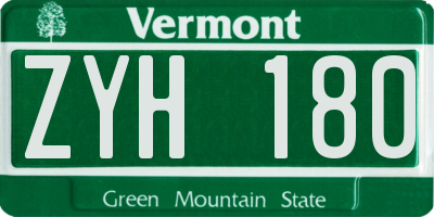 VT license plate ZYH180