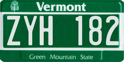 VT license plate ZYH182