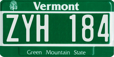 VT license plate ZYH184